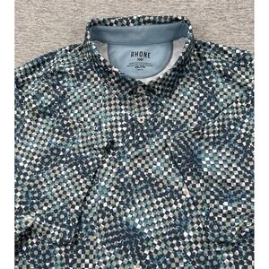 Rhone Polo Shirt Mens Size XXL Blue Geo Performance Stretch Golf Sports